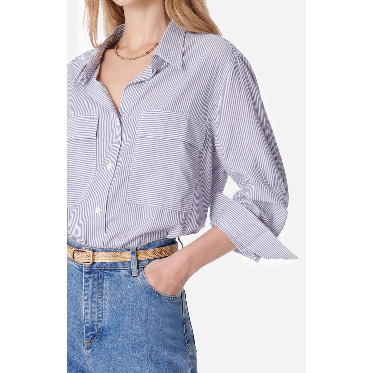 Overhemd Lange Mouwen Dim - Blauw