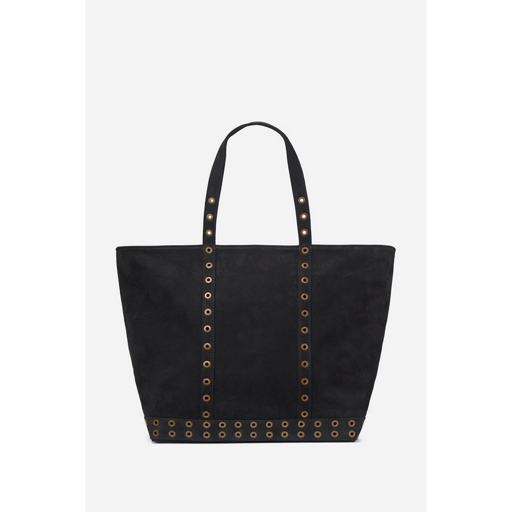 Torba shopper L z nubuku - Czarna