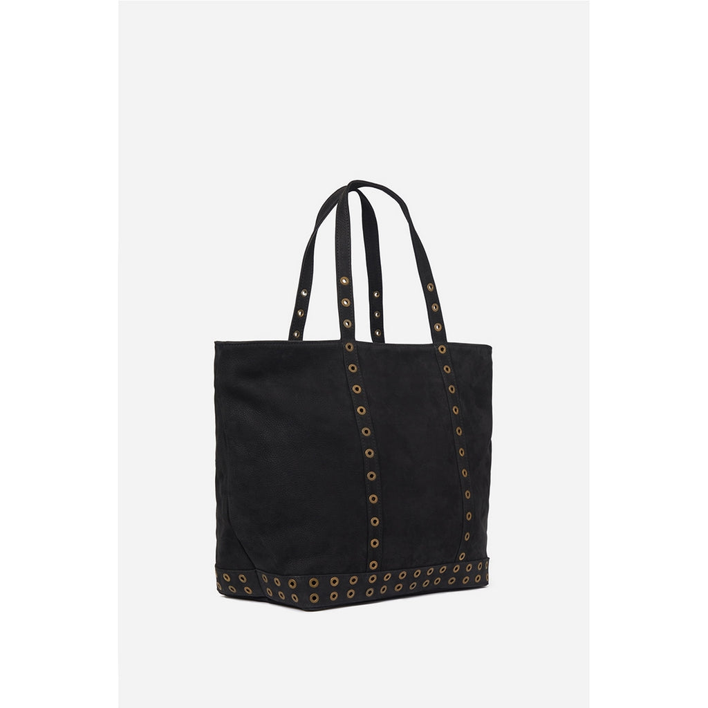 Torba shopper L z nubuku - Czarna