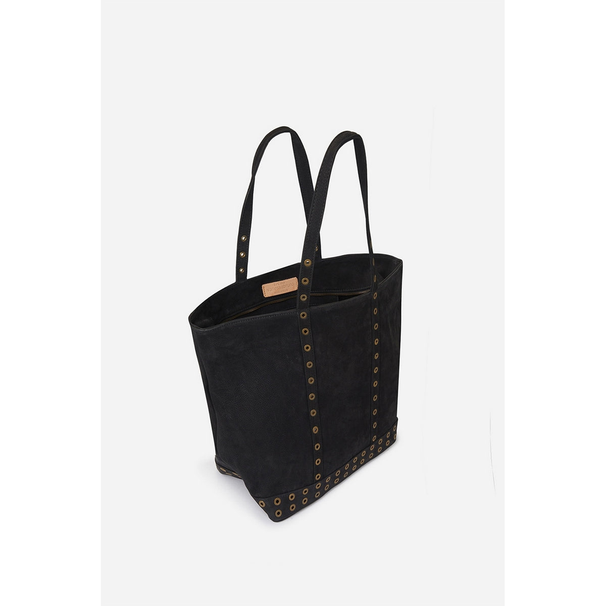 Torba shopper L z nubuku - Czarna