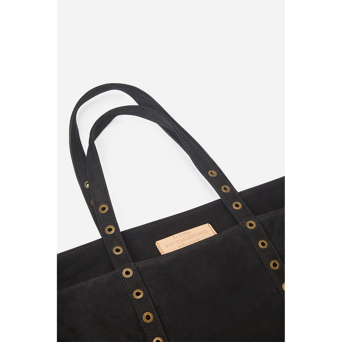 Torba shopper L z nubuku - Czarna