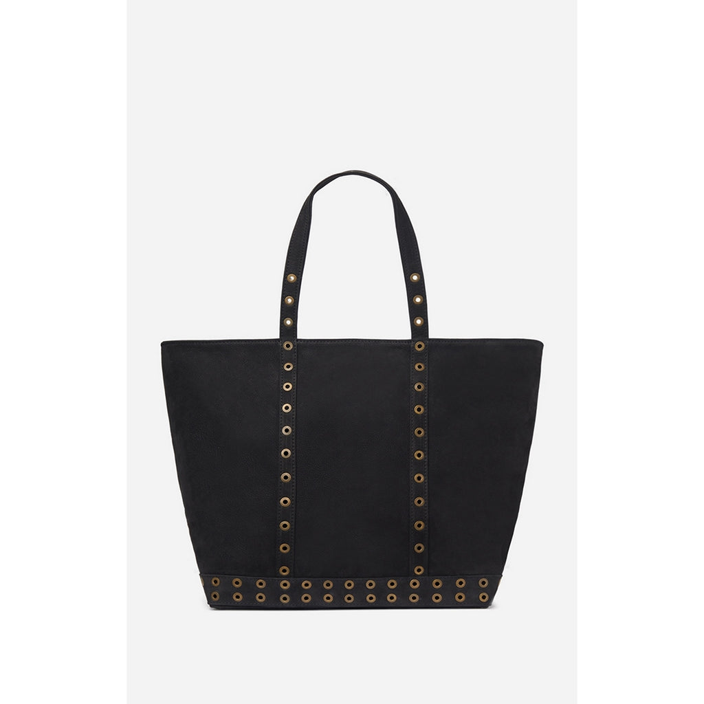 Torba shopper L z nubuku - Czarna