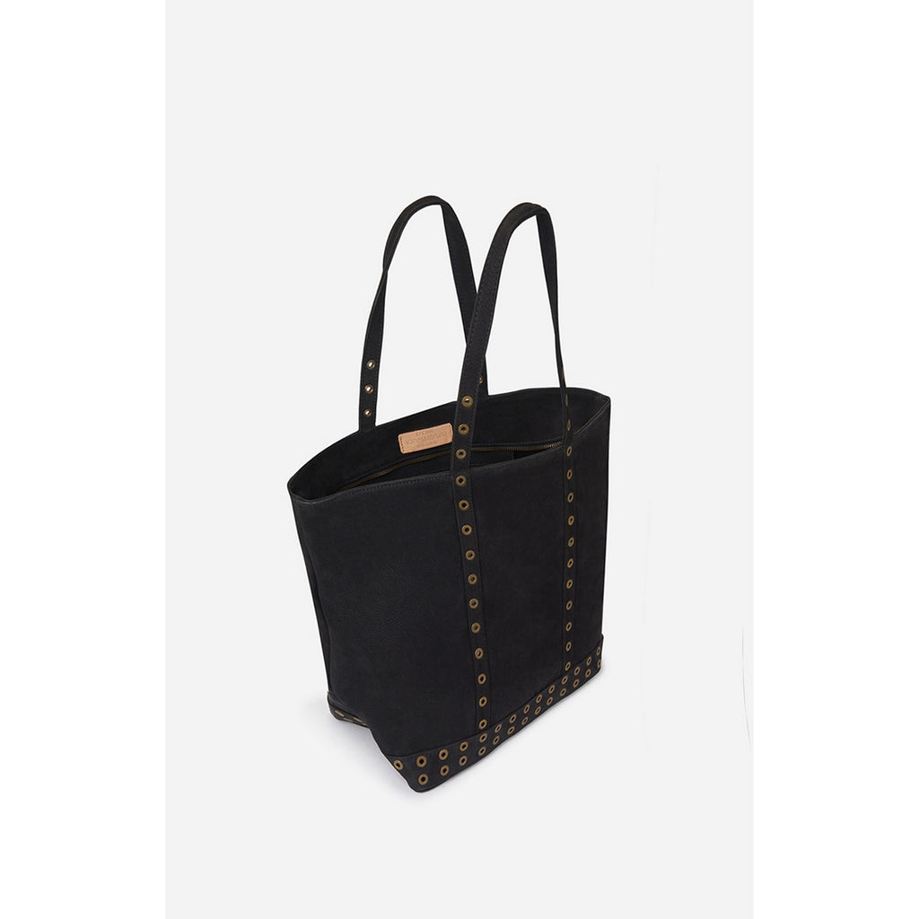 Torba shopper L z nubuku - Czarna
