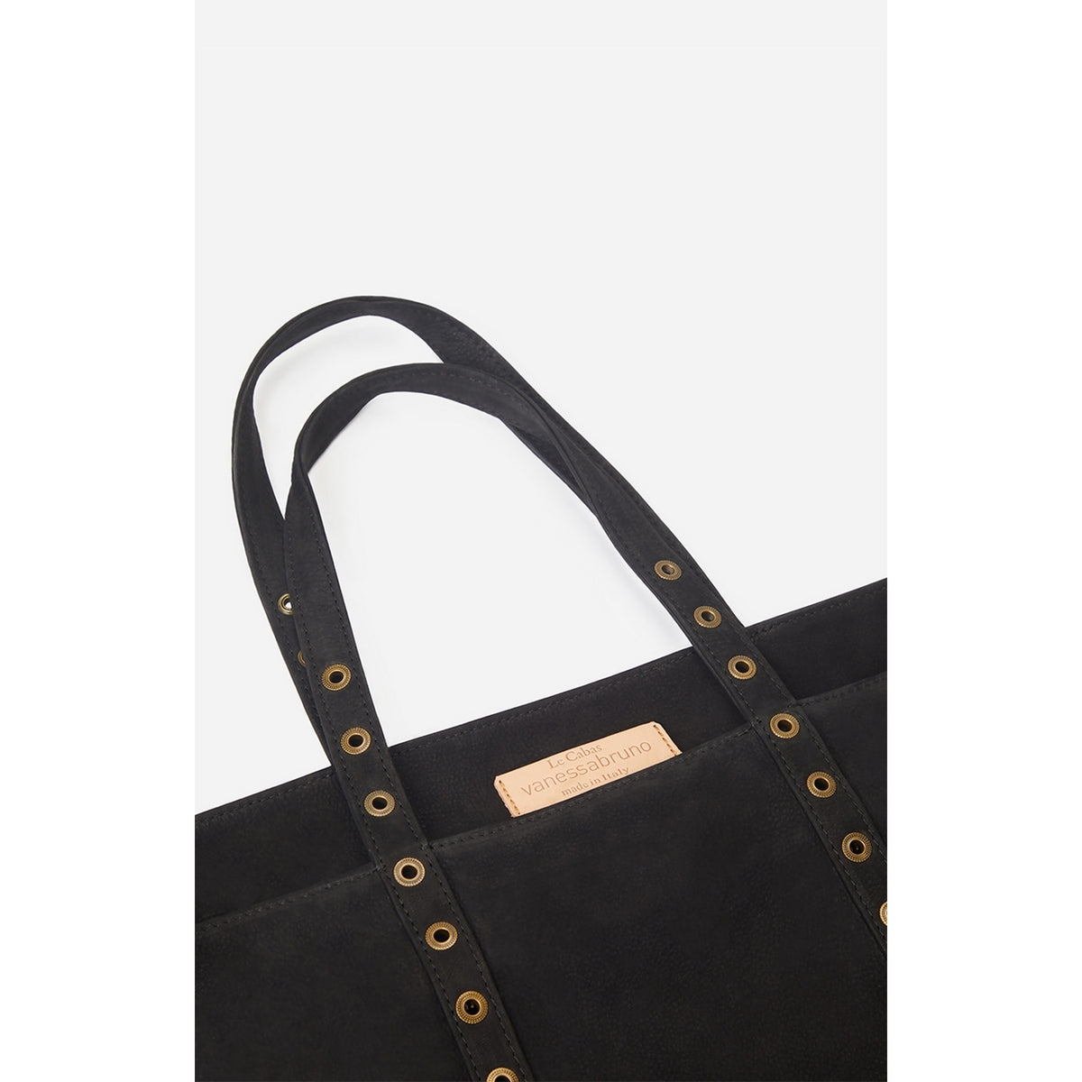 Torba shopper L z nubuku - Czarna