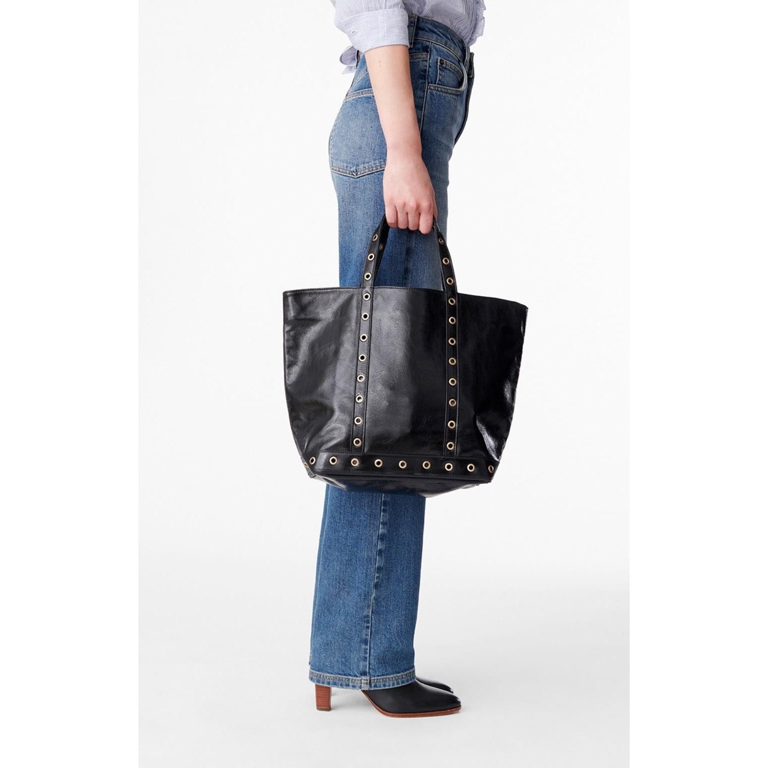 Cabas M En Cuir Craquelé - Noir