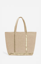 Zipped Large Linen Tote Bag - String