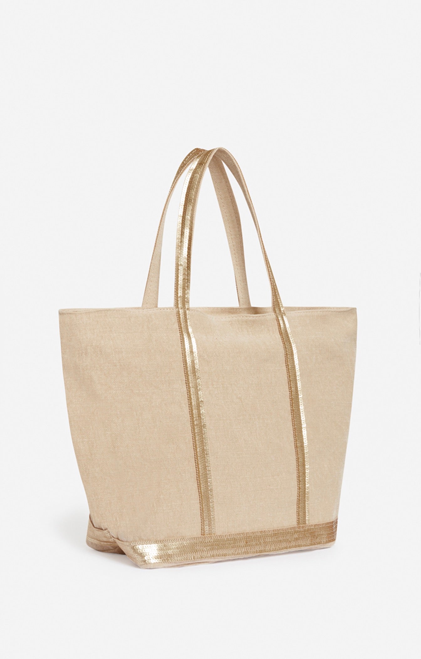 Zipped Large Linen Tote Bag - String