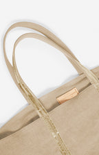 Zipped Large Linen Tote Bag - String