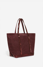 Large Zipped Linen Tote Bag - Plum