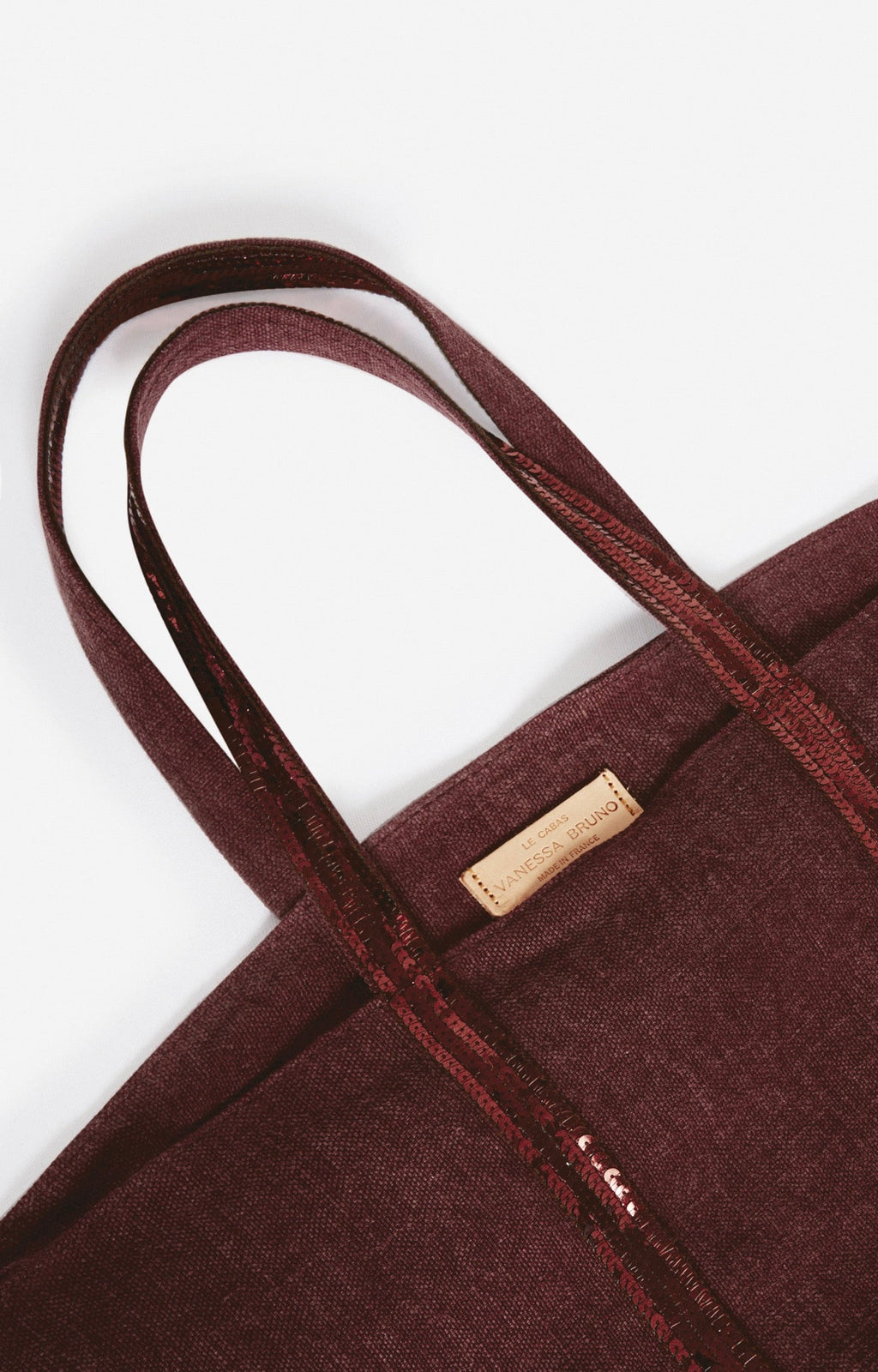 Large Zipped Linen Tote Bag - Plum