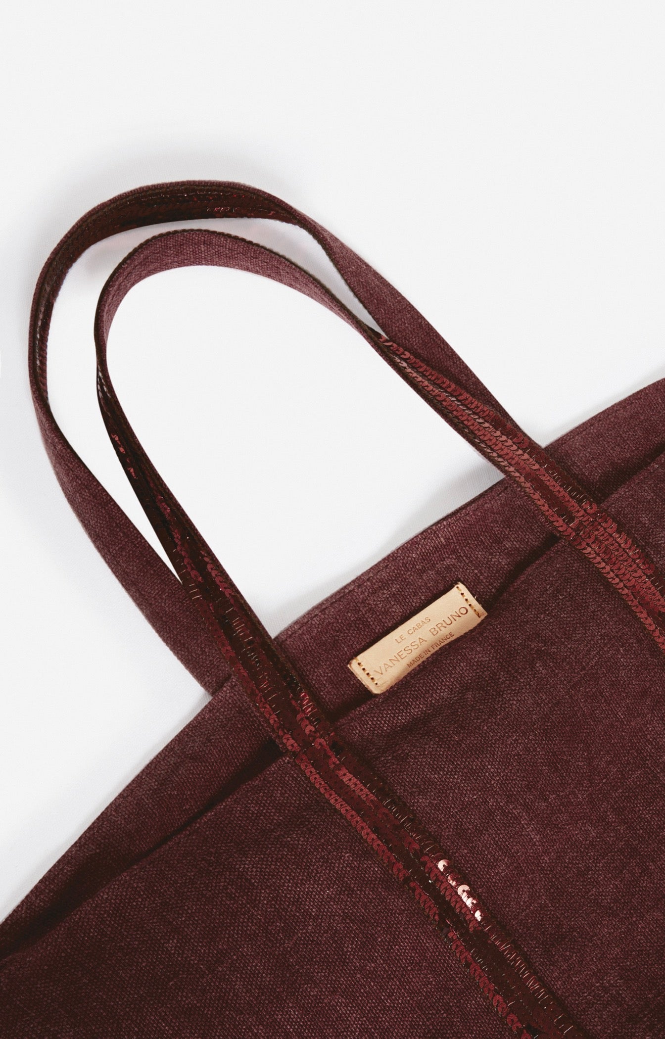 Large Zipped Linen Tote Bag - Plum