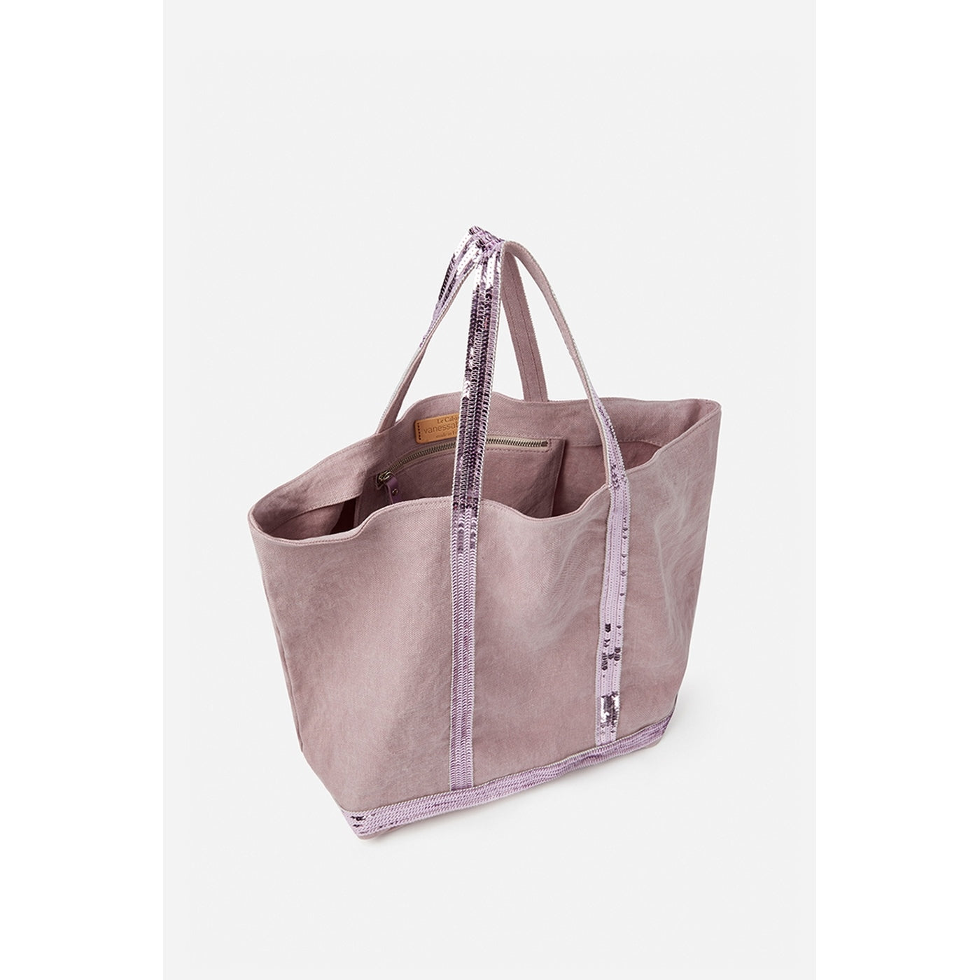Bolso Tote M Lino y Lentejuelas - Lila