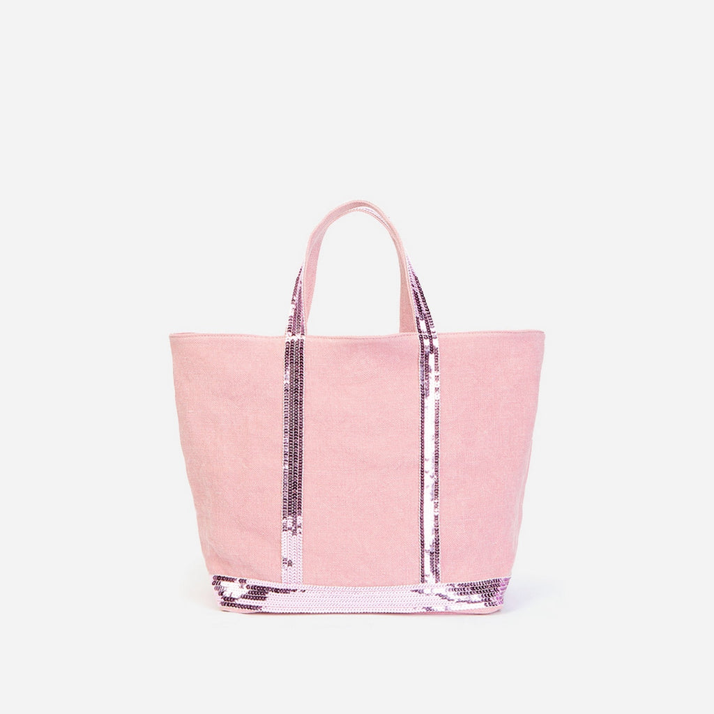 Bolso Tote M Lino y Lentejuelas - Lila