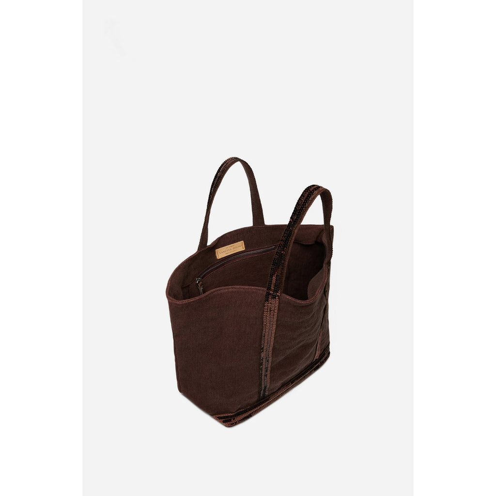 Linen M Tote Bag - Plum