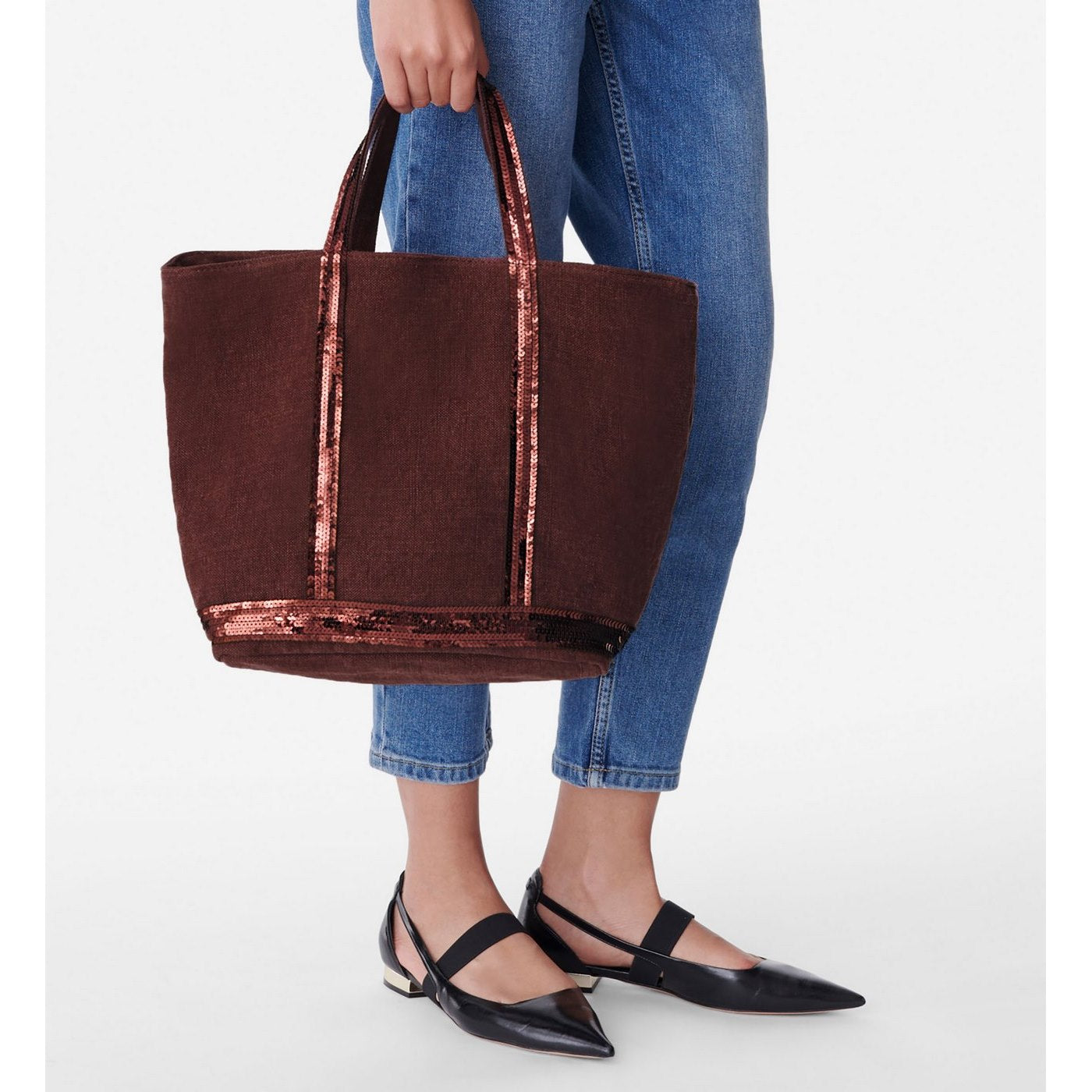 Linen M Tote Bag - Plum