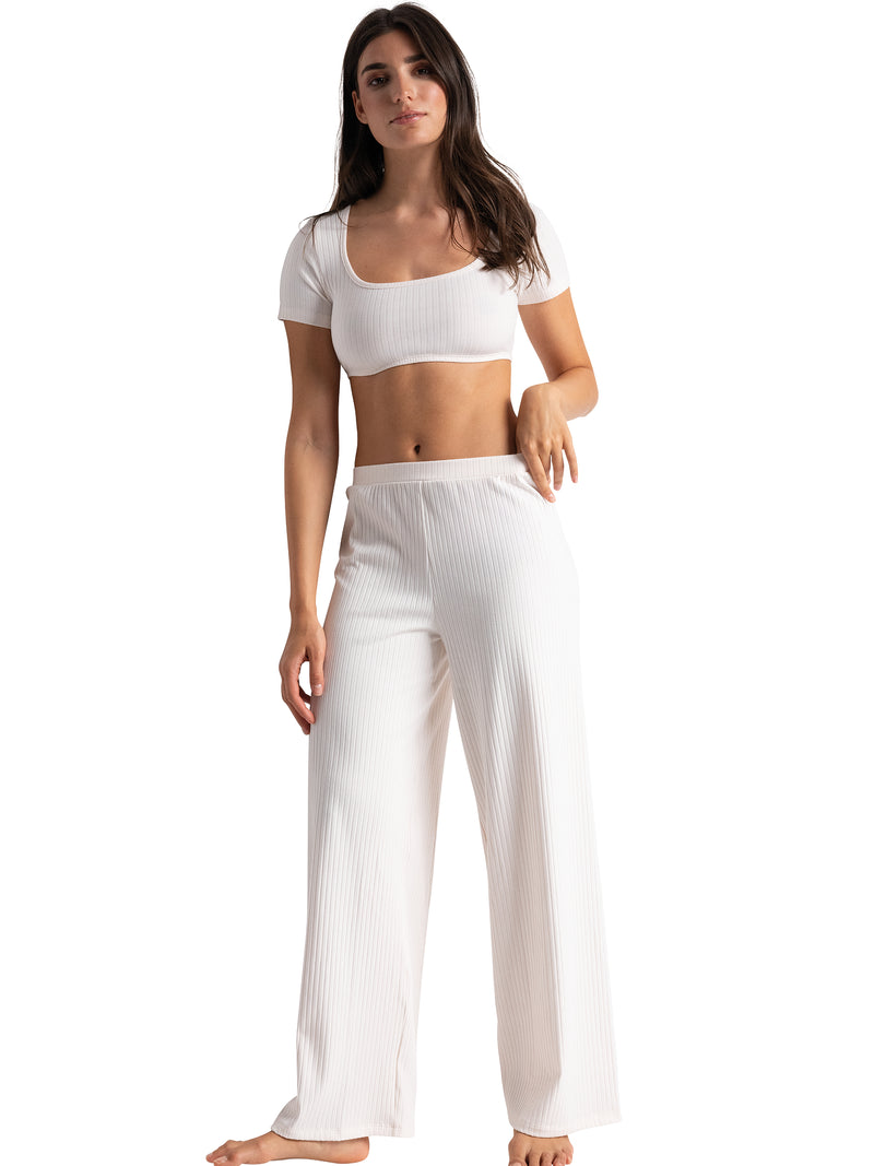 Crop-Top Manches Courtes Isabella - Blanc