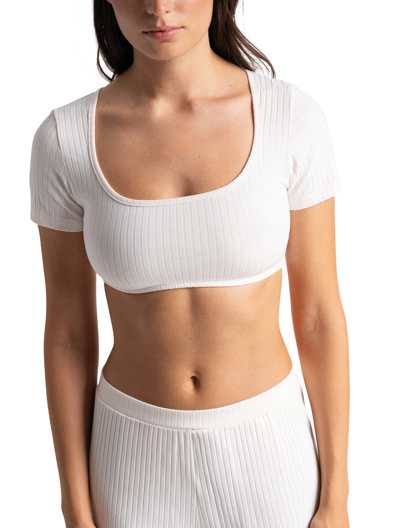Crop-Top Manches Courtes Isabella - Blanc