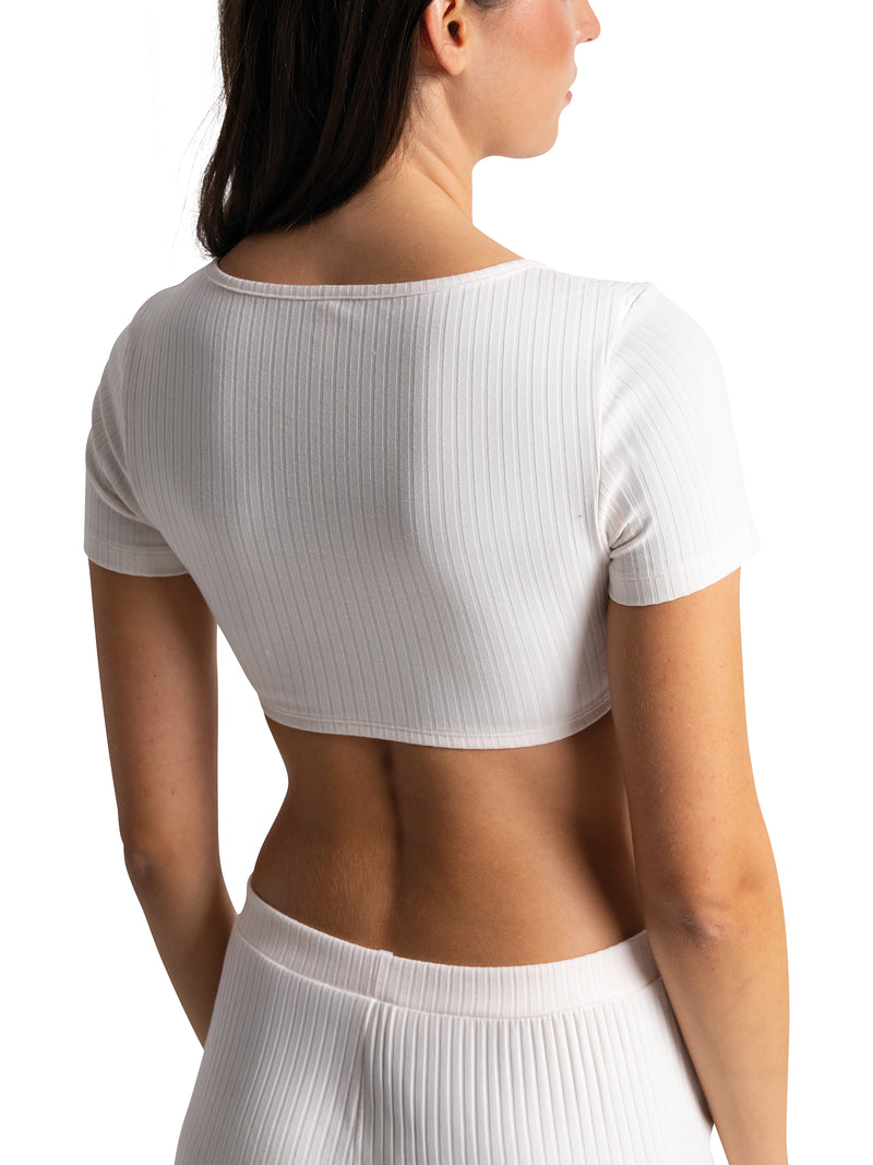 Crop-Top Manches Courtes Isabella - Blanc