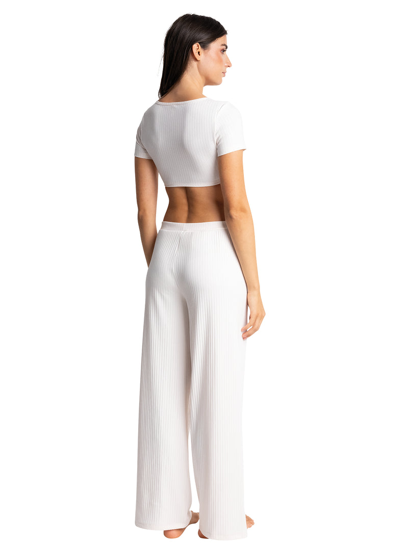 Crop-Top Manches Courtes Isabella - Blanc