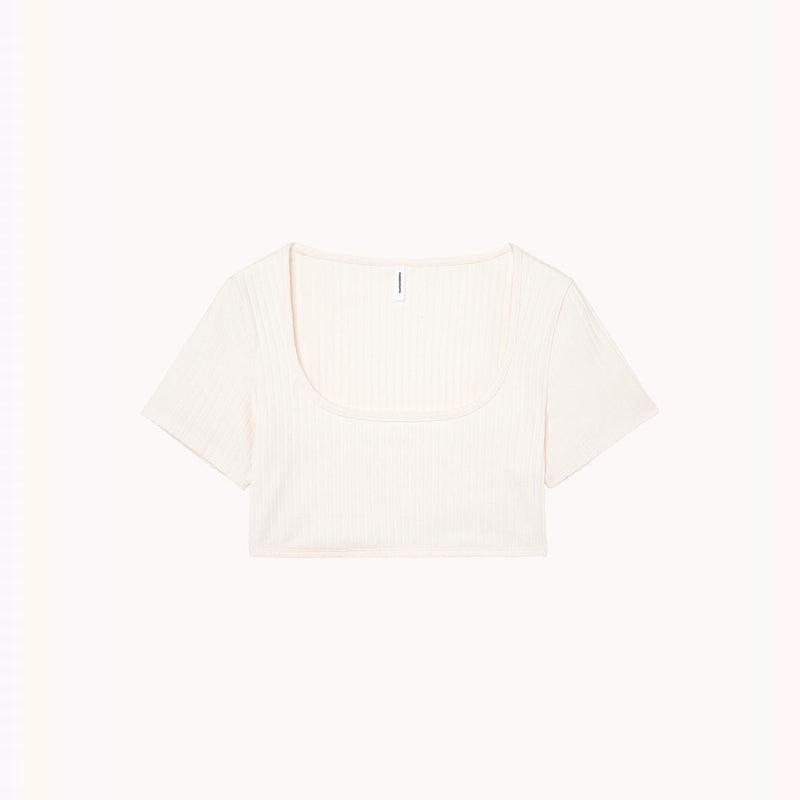 Crop-Top Manches Courtes Isabella - Blanc