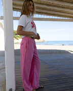 Pantalon À Rayures - Rose