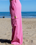 Pantalon À Rayures - Rose