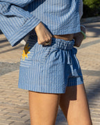 Short Bleu À Rayures