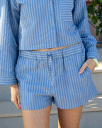Short Bleu À Rayures