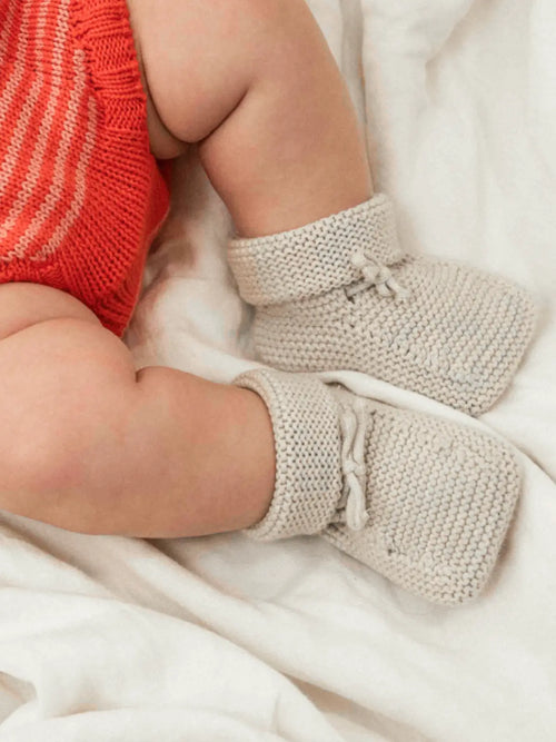 Slippers 0-6 Months 100% Organic Cotton Pebble Beige