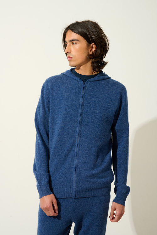 Gilet Zippé Capuche - Neurre - Océan Chiné