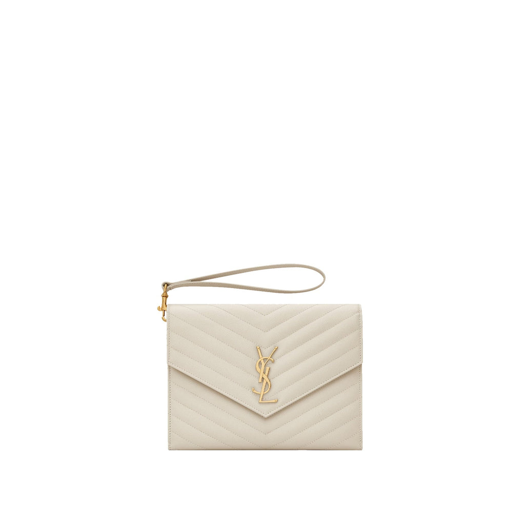 Saint Laurent - Bolso shopper acolchado Cassandre - Mujeres - Blanco