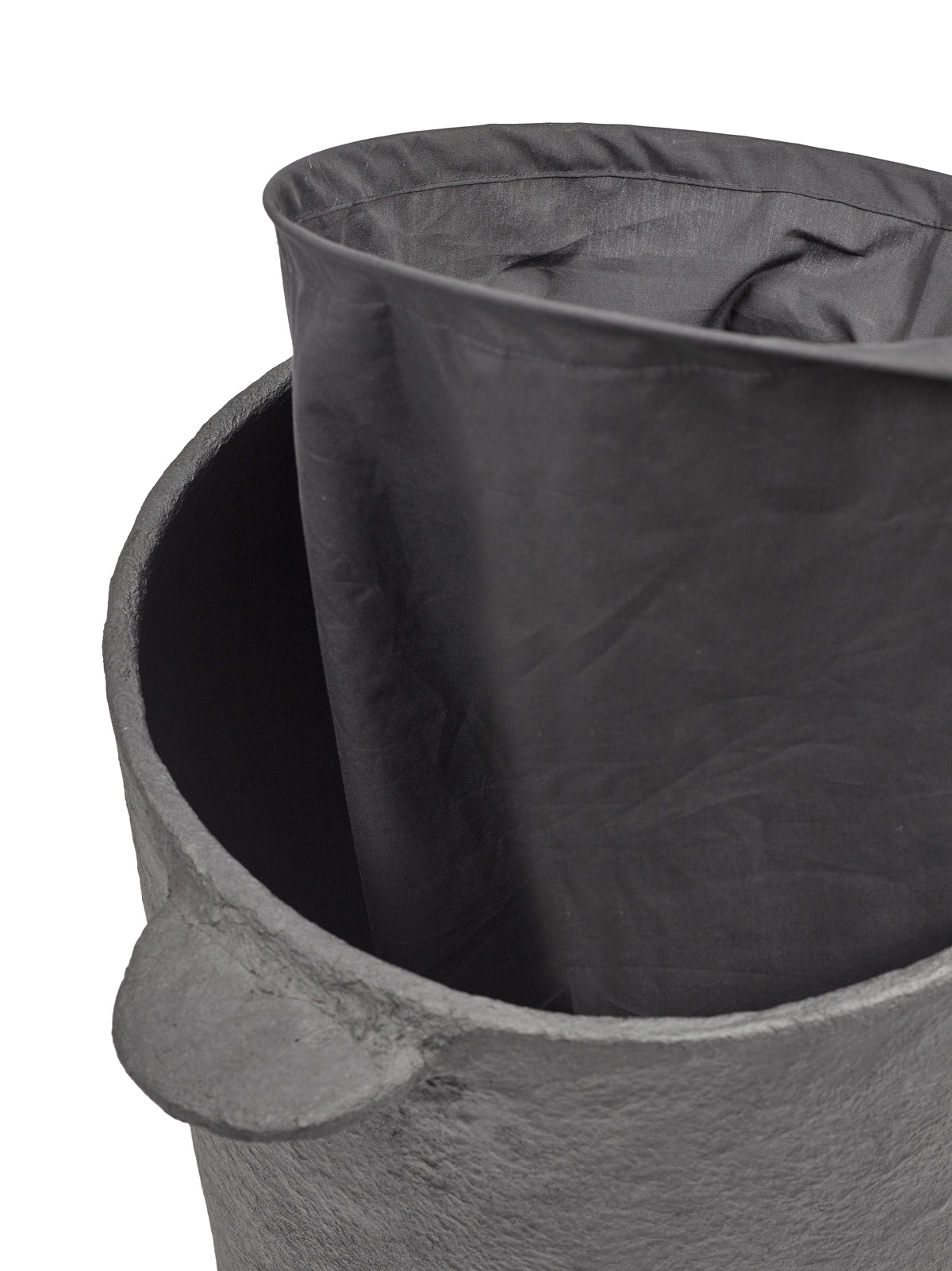 Earth Interior - Pot + Couvercle + Sac En Lin - L - Papier Mâché - Noir