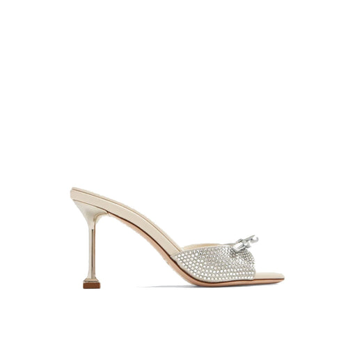 Mules - Miu Miu Leather Crystals - Silver