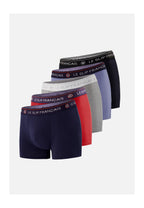 Set Da 5 Boxer In Cotone - Nero Blu Blu Marino Grigio Melange Rosso