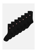 Pack Of 7 Cotton Calf-Length Socks - Black