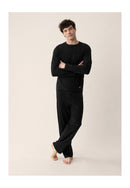 Ensemble Pyjama Haut Et Pantalon En Coton - Noir