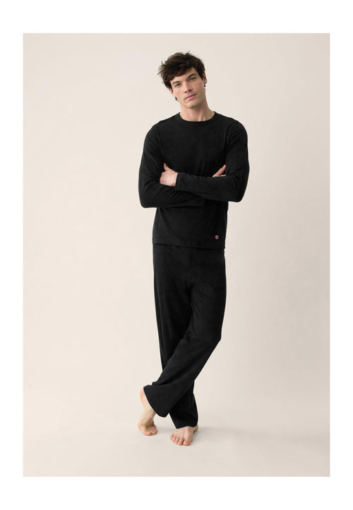 Ensemble Pyjama Haut Et Pantalon En Coton - Noir