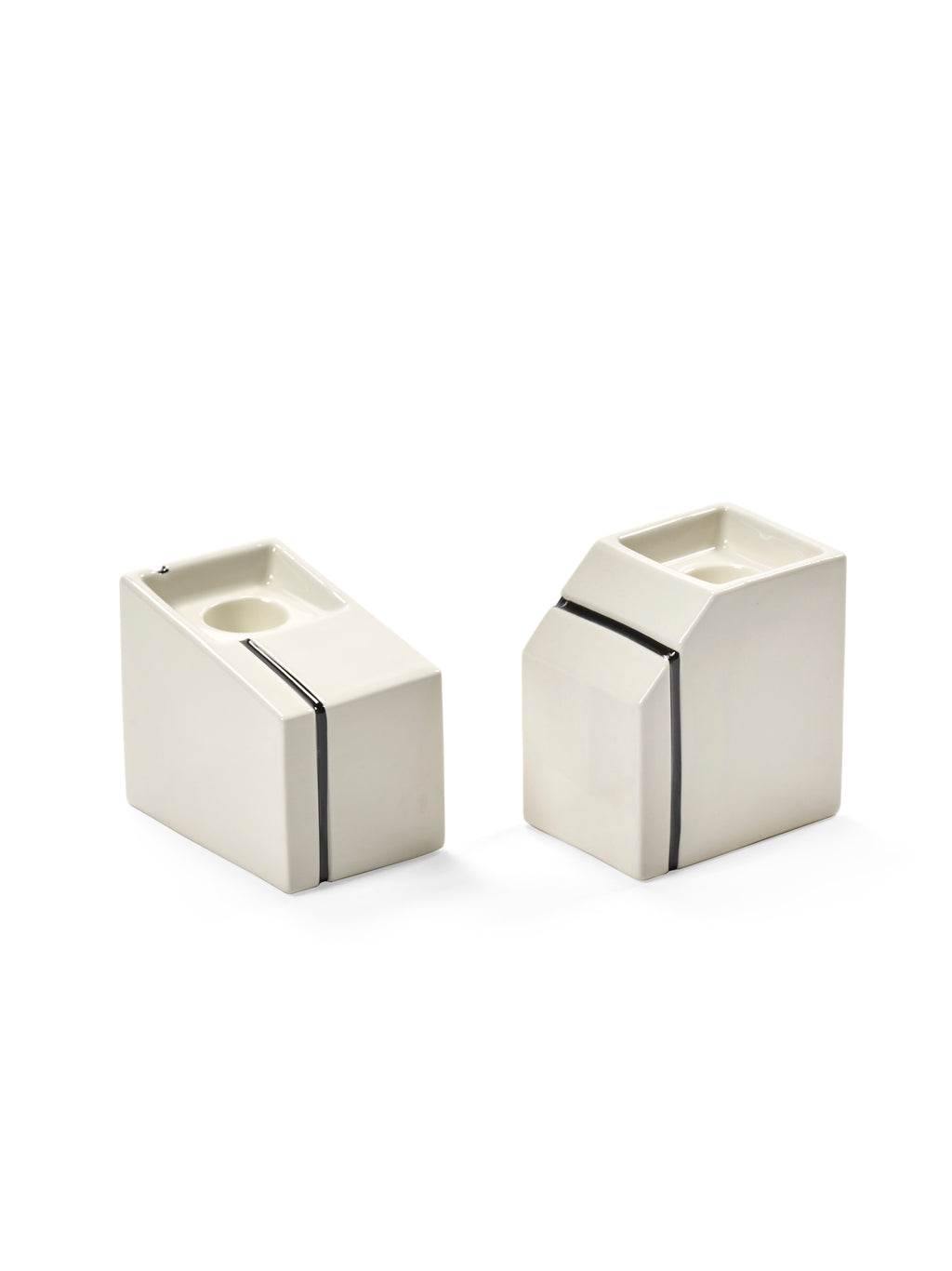 Accessories Silos - Assortiment De 2 Bougeoirs - Porcelaine - Blanc