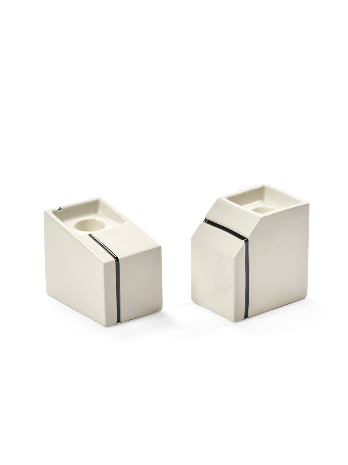 Accessories Silos - Assortiment De 2 Bougeoirs - Porcelaine - Blanc