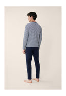 Ensemble Pyjama Haut Marinière Et Pantalon Bleu Marine En Coton - Pyjama Jeason Haut Manches Longues Marinière Et Bas De Pyjama Long Marine