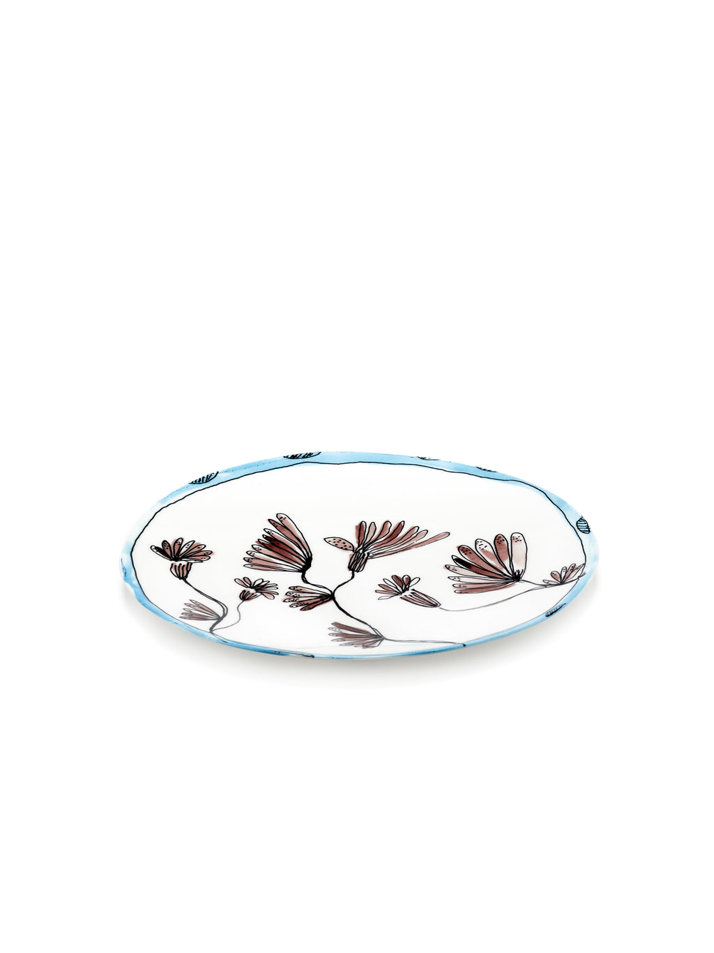 Midnight Flowers - 2er-Set Teller - L - Bone-China-Porzellan - Camelia Aubergine