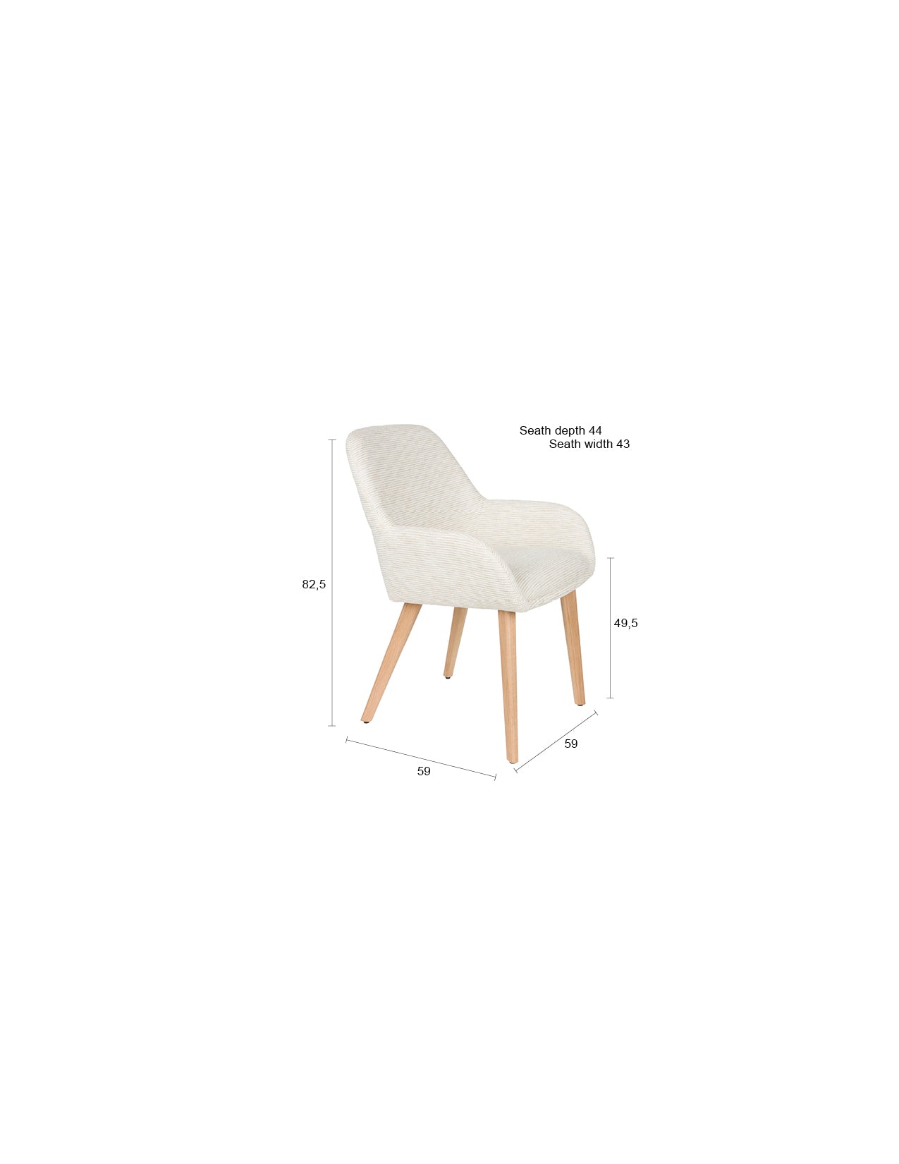 Loua - Dining Chair - Polyester - Off-White/Off-White