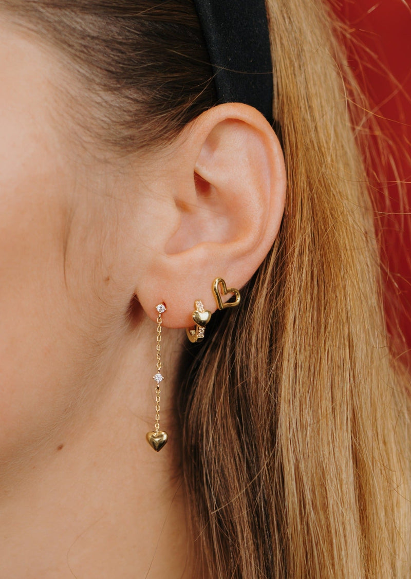 Composition de boucles d'oreilles femme coeur plaqué or