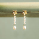 Boucles d'oreilles fleur pendantes acier inoxydable