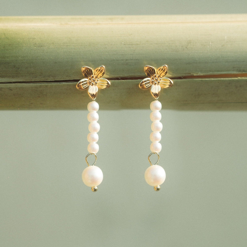 Boucles d'oreilles fleur pendantes acier inoxydable