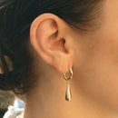 Boucles d'oreilles demi créole femme plaqué or goutte pendante