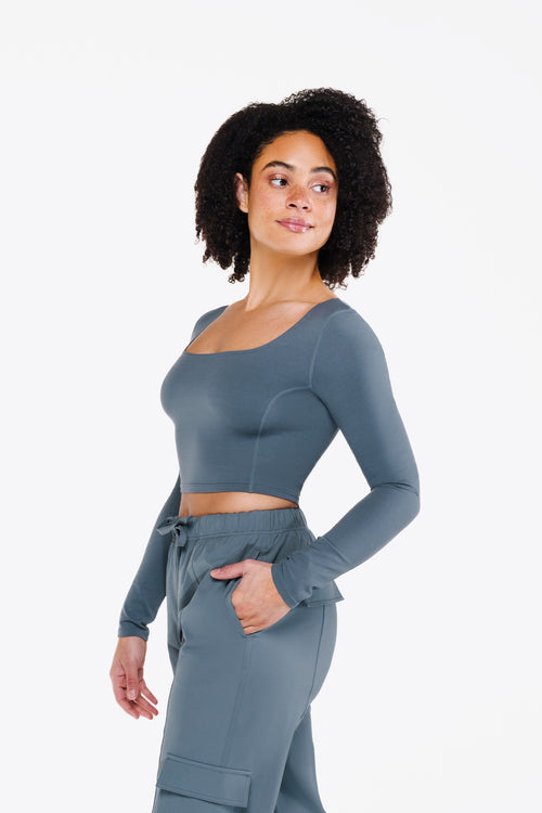 Top Square Manches Longues - Blue Fog