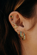 Composition de boucles d'oreilles plaqué or pierres bleues