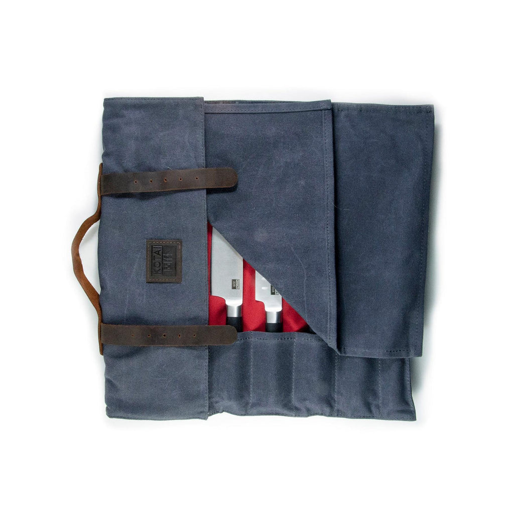 Knife Case - Leather Flower & Canvas
