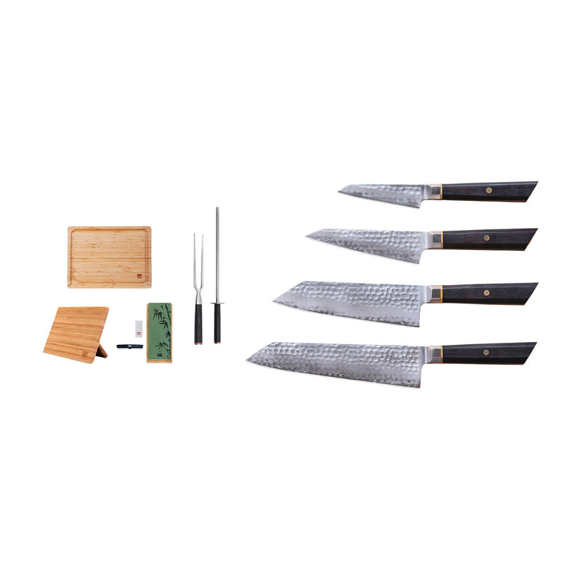 Bunka San-Mai Collection - Complete 9 Piece Set: 4 Knives + 5 Accessories